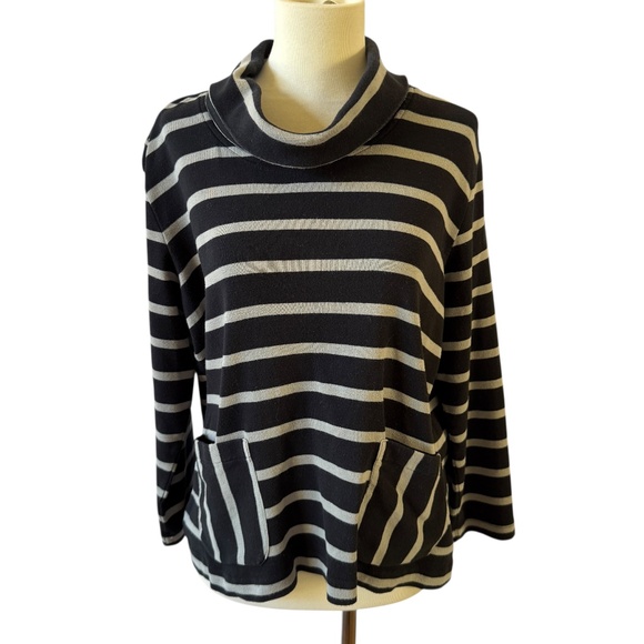 KOMIL LUCCA TOP STRIPED COTTON FRONT POCKETS BREATHABLE CASUAL WEEKEND WEAR M - Picture 2 of 11